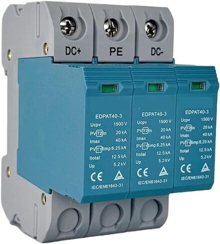 3P Solar PV DC SPD T1+T2 Din Rail 1000V 1500V 40KA Surge Arrester Protector(3P 1500V With RC) in Saudi Arabia