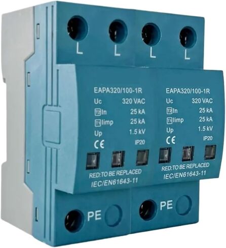 2P Surge Protector 100KA, Arrester T1+T2, AC SPD 220V 275V - 440V,distribution cabine,Din Rail Installation(2P 320V,With RC) in Saudi Arabia