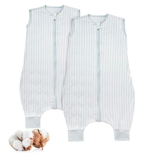 Springspirit Toddler Sleep Kit بأرجل 18-24 شهرًا 2 شهر 2 عبوة ، بطانية من القطن 100 ٪ يمكن ارتداؤها للطفل 2T ، سستة ثنائية الاتجاه نوم مع أرجل للأولاد والبنات ، الأخضر والأزرق in Kuwait