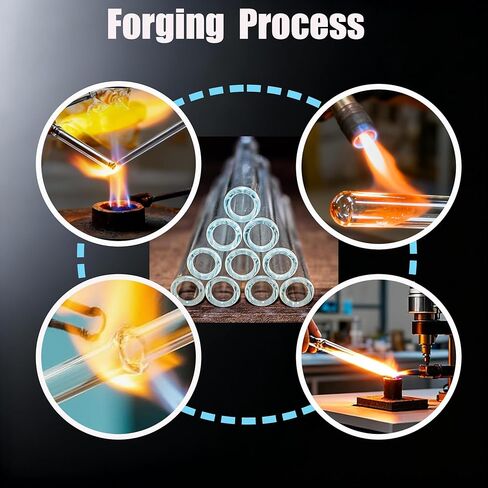 6 Pcs colored Borosilicate Blowing Tubes, 4.3 Inch Length, 2mm Wall Thickness - High Temp Resistant for Industrial, Laboratory, and Craft Projects, glass straw, With 2 Cleaning Brush in Kuwait