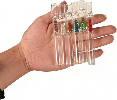 6 Pcs colored Borosilicate Blowing Tubes, 4.3 Inch Length, 2mm Wall Thickness - High Temp Resistant for Industrial, Laboratory, and Craft Projects, glass straw, With 2 Cleaning Brush in Kuwait