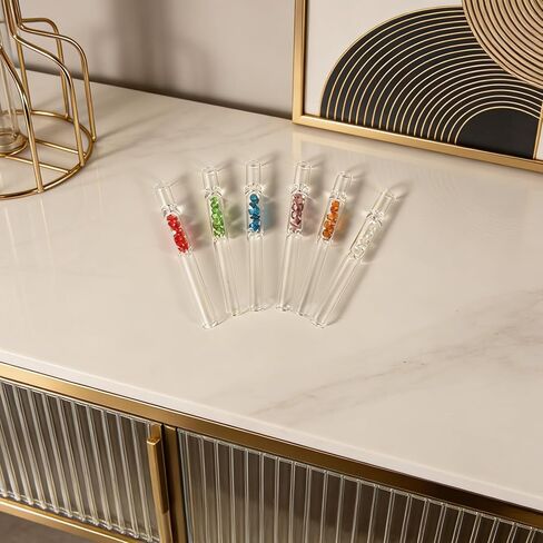 6 Pcs colored Borosilicate Blowing Tubes, 4.3 Inch Length, 2mm Wall Thickness - High Temp Resistant for Industrial, Laboratory, and Craft Projects, glass straw, With 2 Cleaning Brush in Kuwait