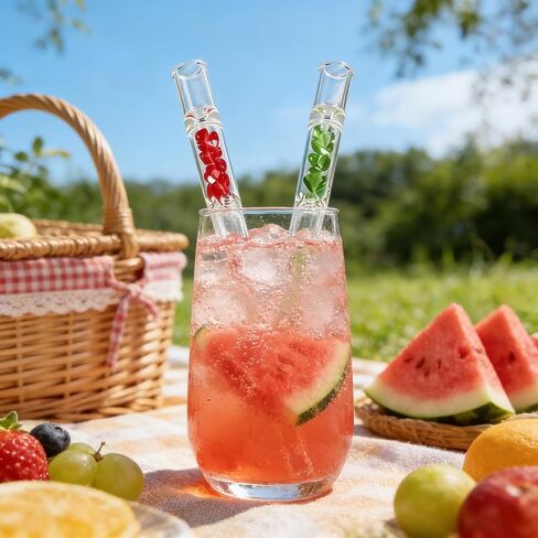 6 Pcs colored Borosilicate Blowing Tubes, 4.3 Inch Length, 2mm Wall Thickness - High Temp Resistant for Industrial, Laboratory, and Craft Projects, glass straw, With 2 Cleaning Brush in Kuwait