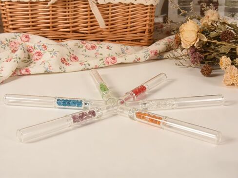 6 Pcs colored Borosilicate Blowing Tubes, 4.3 Inch Length, 2mm Wall Thickness - High Temp Resistant for Industrial, Laboratory, and Craft Projects, glass straw, With 2 Cleaning Brush in Kuwait