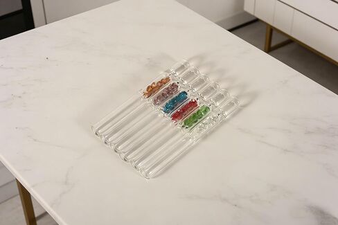 6 Pcs colored Borosilicate Blowing Tubes, 4.3 Inch Length, 2mm Wall Thickness - High Temp Resistant for Industrial, Laboratory, and Craft Projects, glass straw, With 2 Cleaning Brush in Kuwait