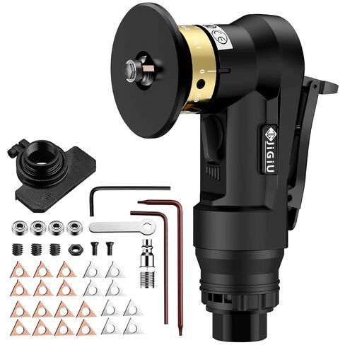 Upgraded Air Chamfer Tool with Straight Guide Plate Mini Pneumatic Chamfering Machine 30000RPM 45°Pneumatic Beveling Machine 0.1-0.9mm Depth Adjust with 1/4 Inch Air Inlet for Metal Wood-Black in Kuwait