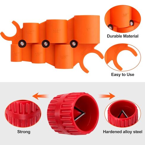 مجموعة أدوات إزالة حواف الأنابيب، 1/4 بوصة - 1 بوصة أدوات سباكة لقياس العمق و1/8 بوصة إلى 1-5/8 بوصة أداة شطب أنابيب الأنابيب الداخلية/الخارجية للألومنيوم PVC PPR والنحاس CPVC PE-RT in Kuwait