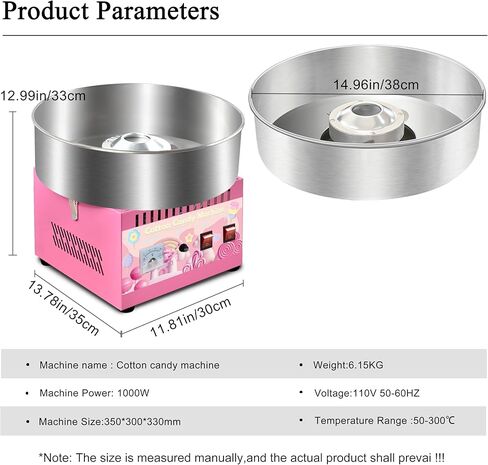 Cotton Candy Machine Commercial, 1000W Cotton Candy Maker Machine, Candy Floss Maker with Stainless Steel Bowl, Sugar Scoop，double switch easy and safe to use for Kids, Home, Party, Birthday, Festival in Kuwait