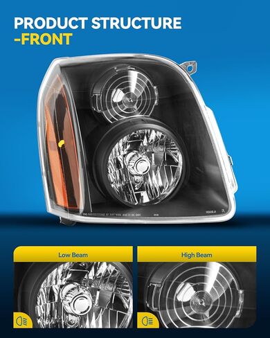 PHILTOP Headlight Assembly, Black Headlights Replacement Compatible with Ranger 2001-2011 Amber Reflector Clear Lens Color in Saudi Arabia