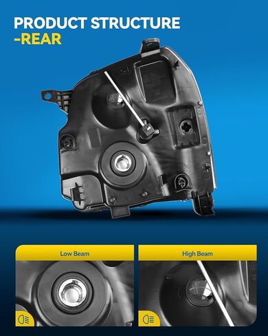 PHILTOP Headlight Assembly, Black Headlights Replacement Compatible with Ranger 2001-2011 Amber Reflector Clear Lens Color in Saudi Arabia