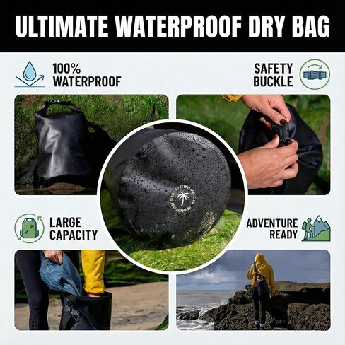Ho Stevie! Heavy Duty Waterproof Dry Bag - Keeps Your Stuff Dry, on Surf Trips, Camping, or Any Adventure (Black, 20L) in Saudi Arabia