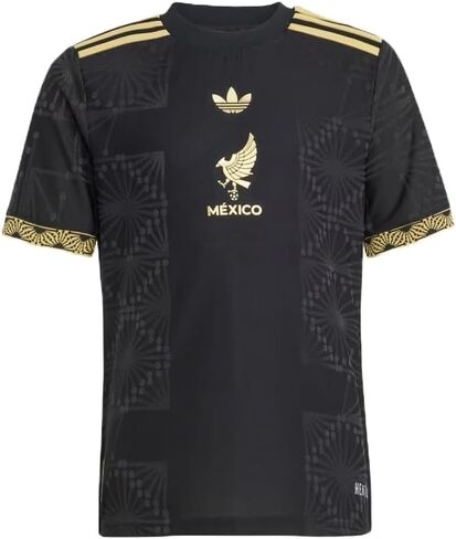 جيرسي كرة القدم Adidas Originals Big Kids Mexico 25 Gold، أسود، متوسط in Saudi Arabia