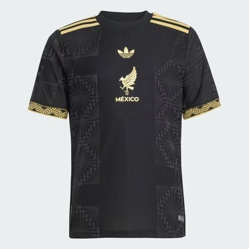 جيرسي كرة القدم Adidas Originals Big Kids Mexico 25 Gold، أسود، متوسط in Saudi Arabia