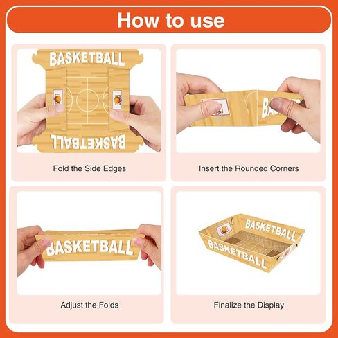Basketball Party Snack Boxes Set, 96Pcs Basketball-Theme Party Supplies with Snack Bowls, Food Tray, Hoop Backdrop Cards and Glitter Cupcake Toppers for Basketball Birthday Party Decorations in Saudi Arabia