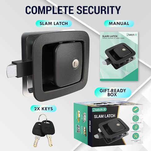 LATCH.IT RV سلام مزلاج | يناسب فقط 3.9 بوصة × 3.3 بوصة (مزلاج مركزي) والأبواب السميكة 1.25-2 بوصة | لن تحل محل نماذج الأوفست/BP-22 | قفل تخزين RV معدني بنسبة 100% وقفل مقصورة RV in Kuwait
