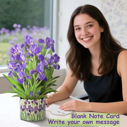 3D Greeting Cards Pop Up Cards 16" Iris Paper Flower Bouquet Gifts for Women Mom Wife Birthday, Anniversary, Get Well Cards with Note Card & Envelope, Romantic Iris in Kuwait