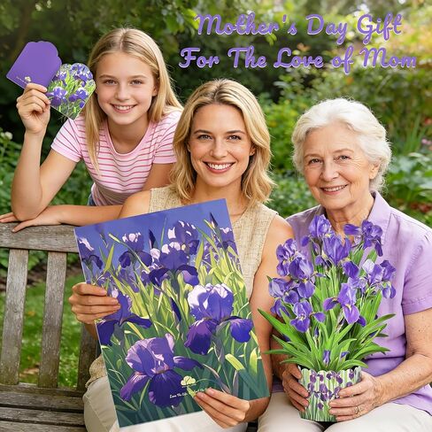 3D Greeting Cards Pop Up Cards 16" Iris Paper Flower Bouquet Gifts for Women Mom Wife Birthday, Anniversary, Get Well Cards with Note Card & Envelope, Romantic Iris in Kuwait