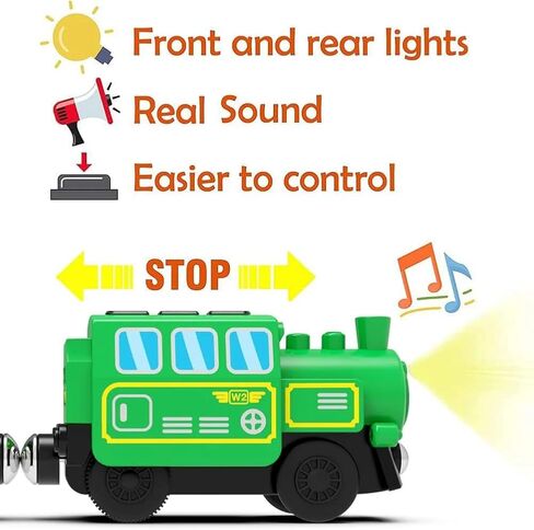 Wooden Train Accessories, Battery Operated Locomotive Train, Remote Controlled Train for Track Set, Traction Vehicles with Powerful Motor, Suitable for All Major Brand Track Systems in Kuwait