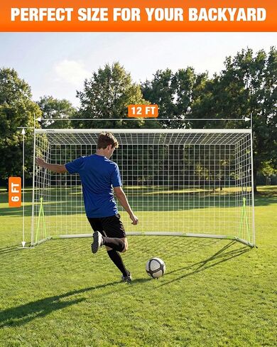 12x6 FT Soccer Goal for Backyard Training, Full-Size Portable Soccer Net with Heavy-Duty X Structure & Carry Bag, All-Weather Outdoor Soccer Goals for Teens and Adults in Kuwait