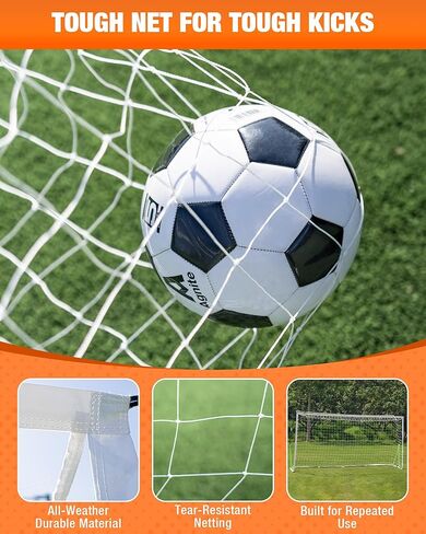12x6 FT Soccer Goal for Backyard Training, Full-Size Portable Soccer Net with Heavy-Duty X Structure & Carry Bag, All-Weather Outdoor Soccer Goals for Teens and Adults in Kuwait