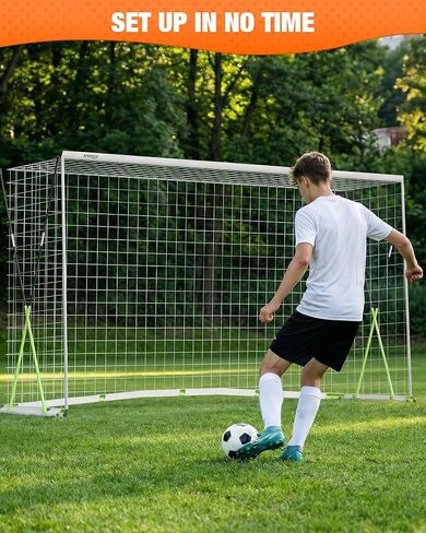 12x6 FT Soccer Goal for Backyard Training, Full-Size Portable Soccer Net with Heavy-Duty X Structure & Carry Bag, All-Weather Outdoor Soccer Goals for Teens and Adults in Kuwait