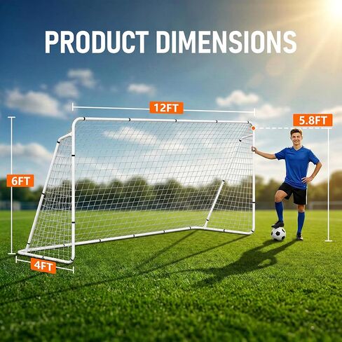 هدف كرة القدم هوم جاردن مقاس 12 × 6 بوصة، شبكة كرة قدم محمولة مع إطار، تدريب في الفناء الخلفي وأهداف ممارسة في الهواء الطلق للبالغين والأطفال، معدات بطولة سهلة الإعداد in Kuwait