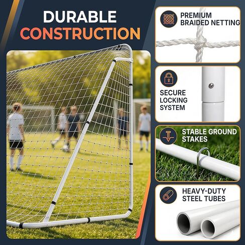 هدف كرة القدم هوم جاردن مقاس 12 × 6 بوصة، شبكة كرة قدم محمولة مع إطار، تدريب في الفناء الخلفي وأهداف ممارسة في الهواء الطلق للبالغين والأطفال، معدات بطولة سهلة الإعداد in Kuwait