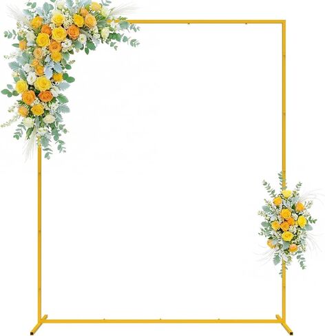 Wokceer Wedding Arch Backdrop Stand Square 6.6ftx6.6ft Gold Metal Balloon Arch Stand Garden Arbor Backdrop Frame for Wedder in Kuwait