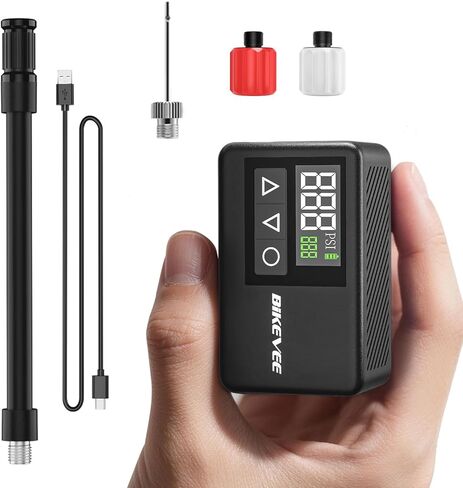 Mini Bike Pump Electric, 120 PSI Portable Bicycle Tire Inflator with Digital Gauge, Auto Shut-Off, Presta & Schrader Valve for Road Bike MTB E-Bike Cycling in Kuwait