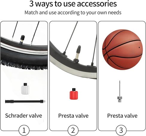 Mini Bike Pump Electric, 120 PSI Portable Bicycle Tire Inflator with Digital Gauge, Auto Shut-Off, Presta & Schrader Valve for Road Bike MTB E-Bike Cycling in Kuwait