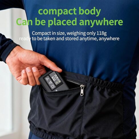 Mini Bike Pump Electric, 120 PSI Portable Bicycle Tire Inflator with Digital Gauge, Auto Shut-Off, Presta & Schrader Valve for Road Bike MTB E-Bike Cycling in Kuwait