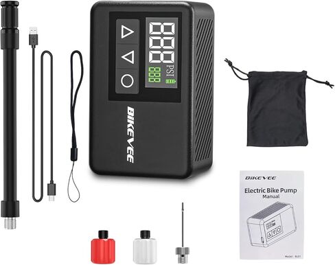 Mini Bike Pump Electric, 120 PSI Portable Bicycle Tire Inflator with Digital Gauge, Auto Shut-Off, Presta & Schrader Valve for Road Bike MTB E-Bike Cycling in Kuwait