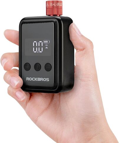 ROCKBROS Tiny Emergency Bike Pump HW-140 with Gauge, Max 150 PSI Electric Mini Pump with Protective Silicone Cover, Fully Charged Inflate 1x 700 * 25C Tire, Hose for Bike, MTB, Balls in Saudi Arabia