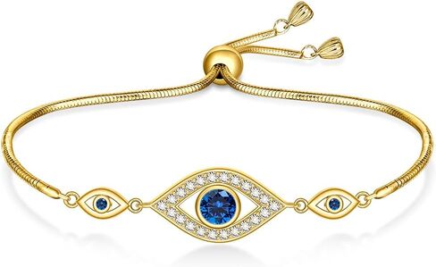 Evil Eye Bracelets 925 Sterling Silver Blue Evil Eye Bracelet for Women Dainty Greek Adjustable Protection Slide Chain Jewelry in Saudi Arabia