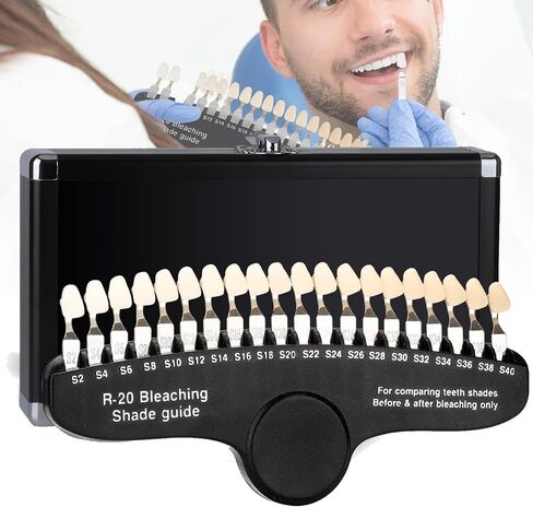 20 Colors Dental Teeth Shade Guide Model, 3D Professional Teeth Whitening Tracking Chart Tooth Color Compare Materials Oral Care Dentist Tools in Kuwait