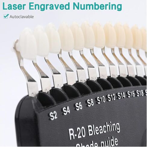 20 Colors Dental Teeth Shade Guide Model, 3D Professional Teeth Whitening Tracking Chart Tooth Color Compare Materials Oral Care Dentist Tools in Kuwait