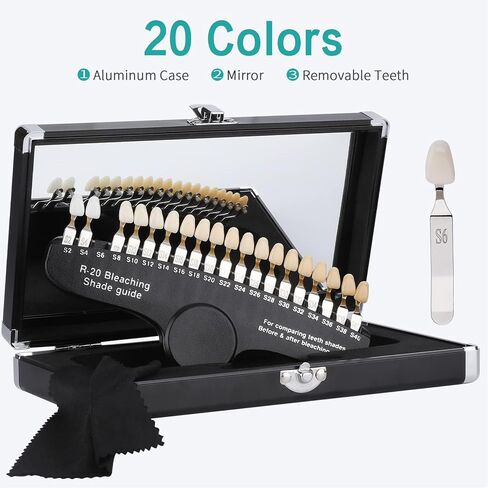 20 Colors Dental Teeth Shade Guide Model, 3D Professional Teeth Whitening Tracking Chart Tooth Color Compare Materials Oral Care Dentist Tools in Kuwait