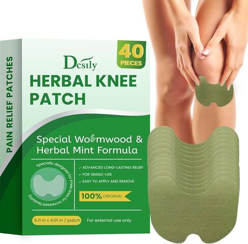 Herbal Knee Patches for Pain Relief: Natural Wormwood & Menthol for Temporary External Relief - Natural Adhesive Heat Patches for Joint and Muscle (40 Count (Pack of 1), 40, Count) in Kuwait