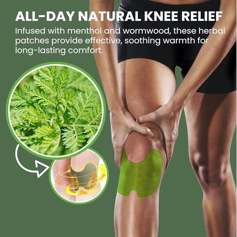 Herbal Knee Patches for Pain Relief: Natural Wormwood & Menthol for Temporary External Relief - Natural Adhesive Heat Patches for Joint and Muscle (40 Count (Pack of 1), 40, Count) in Kuwait