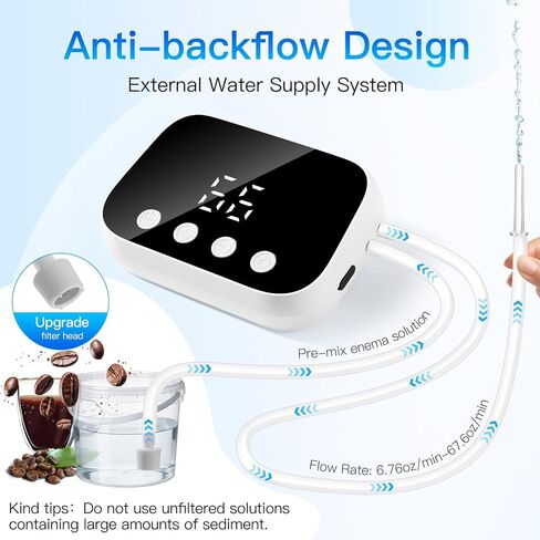 Enema Kit Electric, Enemas for Colon Cleanse for Women Men, Coffee Enema Organic Kit with LED Display 1-100Water Flow Rate Adjust, 3Long Silicone Hose, 10Reusable Tips, Easy Home Enema Hot Water Clean in Saudi Arabia