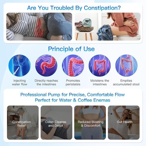 Enema Kit Electric, Enemas for Colon Cleanse for Women Men, Coffee Enema Organic Kit with LED Display 1-100Water Flow Rate Adjust, 3Long Silicone Hose, 10Reusable Tips, Easy Home Enema Hot Water Clean in Saudi Arabia