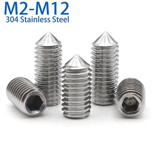 M2 M2.5 M3 M4 M5 M6 M8 M10 M12 DIN914 304 Stainless Steel Hex Hexagon Socket Set Screws Cone Point Grub Screw(25mm) in Saudi Arabia