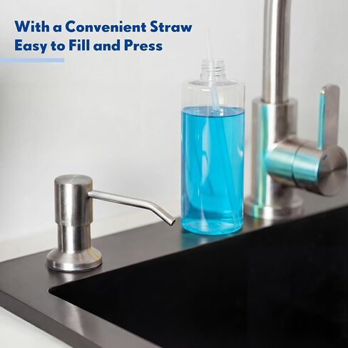 Updated Soap Dispenser Bottle for Kitchen Sink Replacement 500 ML/17 oz Under Sink Soap Dispenser Bottle with Straw Suitable for Dishwashing Liquid Hand Lotion in Kuwait