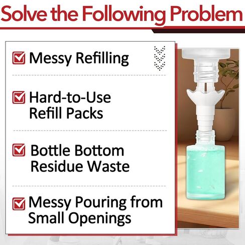 2 Pcs Universal Bottle Emptying Kit for Effortless Liquid Transfer - Use for Shampoo, Lotion, Dish Soap & More in Kitchen & Bathroom in Kuwait