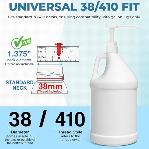 موزع مضخة هانديت سعة 5 جالون أو جالون واحد - 1 أونصة لكل مضخة، 38/410 خيط - مضخة جالون شديدة التحمل للسوائل السميكة والصابون والشامبو والمستحضرات ومستلزمات التنظيف in Kuwait