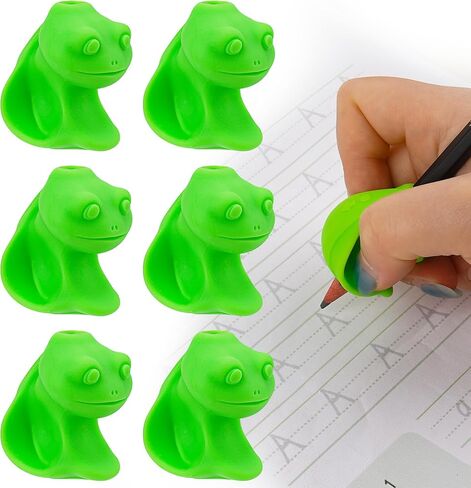 6pcs قبضة قلم رصاص على شكل ضفدع ، ومساعدات في الكتابة المريحة للسيليكون الناعمة للمبتدئين والطلاب ، وأداة وضع قبضة صحيحة للاستخدام المدرسي والمنزل (أخضر) in Kuwait