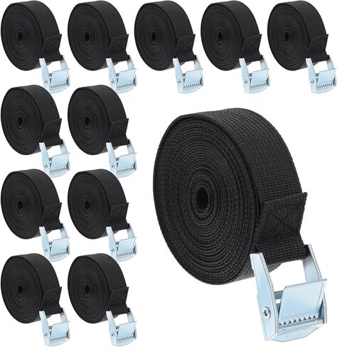 12 Packs 1" x 13FT Cam Buckle Tie Down Straps, 600lbs Capacity Lashing Straps for Securing Cargo, Kayak, Canoe, Motorcycle, Bike, Truck and Luggage (Black) in Saudi Arabia