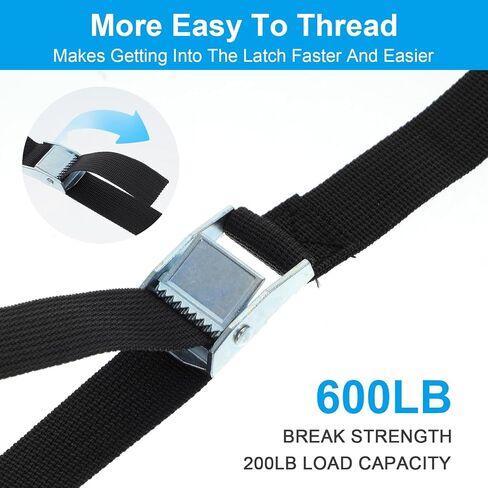 12 Packs 1" x 13FT Cam Buckle Tie Down Straps, 600lbs Capacity Lashing Straps for Securing Cargo, Kayak, Canoe, Motorcycle, Bike, Truck and Luggage (Black) in Saudi Arabia