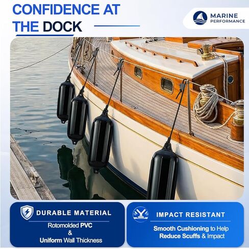 مصدات القارب لرسو السفن 5.5 بوصة/6.5 بوصة/8.5 بوصة مصد قارب بحري مضلع قابل للنفخ مع خطوط حاجز 6.5 قدم، مضخة يدوية، مشابك شماعات من الفولاذ المقاوم للصدأ in Kuwait