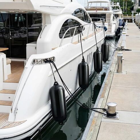 مصدات القارب لرسو السفن 5.5 بوصة/6.5 بوصة/8.5 بوصة مصد قارب بحري مضلع قابل للنفخ مع خطوط حاجز 6.5 قدم، مضخة يدوية، مشابك شماعات من الفولاذ المقاوم للصدأ in Kuwait